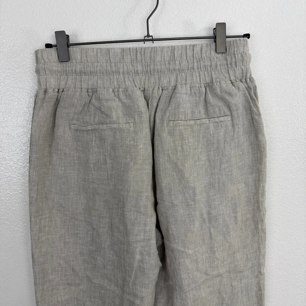 Quince Pants Womens Small Beige Euoropean Linen Wide Leg Drawstring Elastic 26